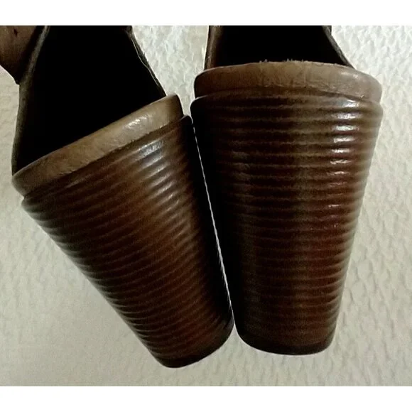 DANSKO Reggie Platform Heel Peep Toe Slingback Sandals Clogs Taupe - 8.5M US - Picture 6 of 9